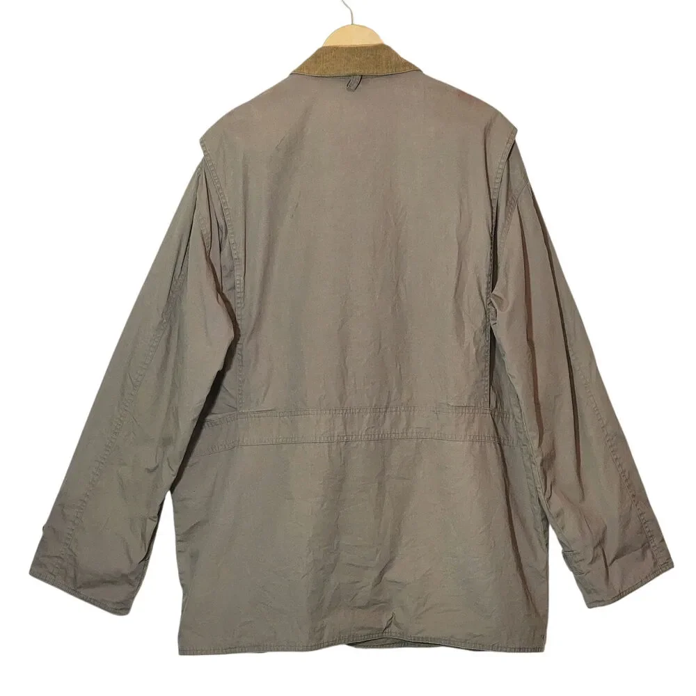 J. Crew Vintage Barn Jacket Tan Corduroy Collar Rugged Fall Canvas Coat L Tall